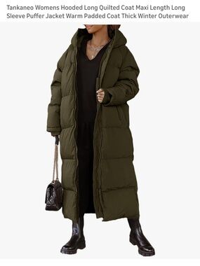 Womens Long Hooded Puffer Coat Oversized size L, GUC, lining needs mending
